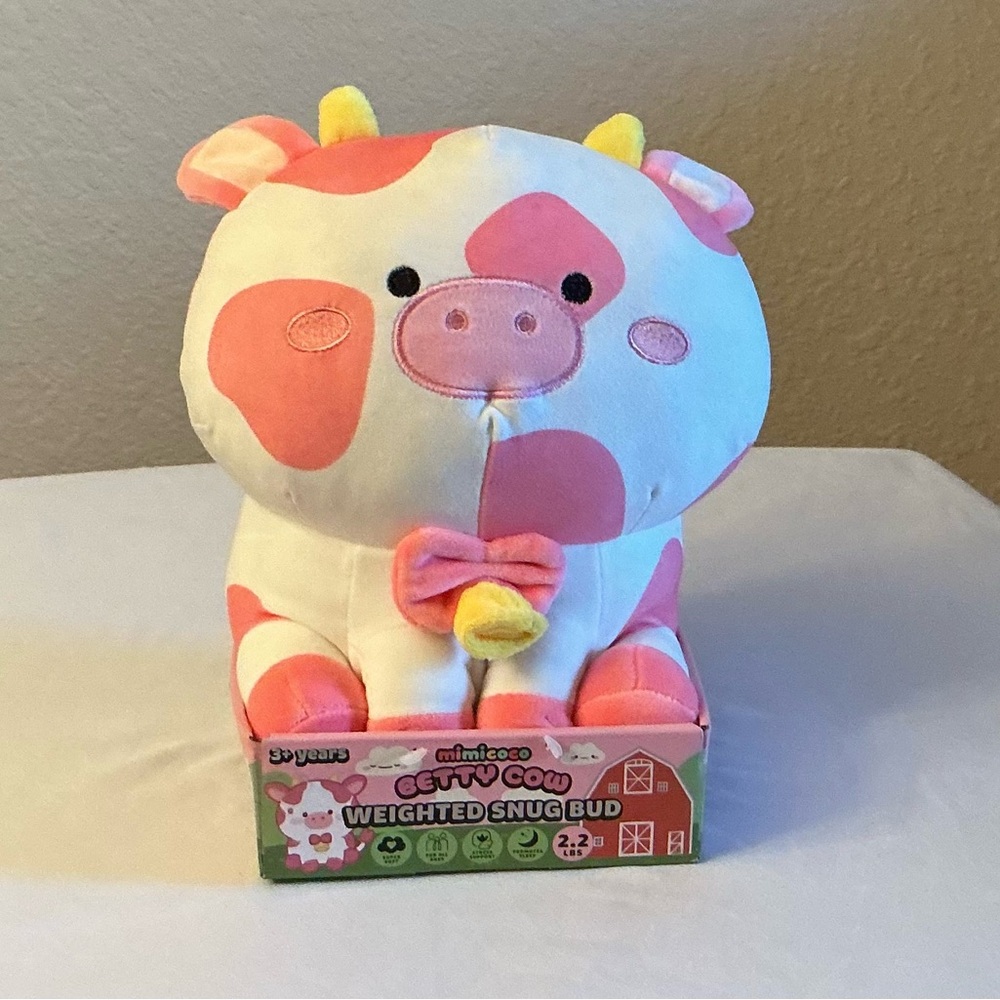 Mimicoco Pink and White Betty Cow Weighted Snug Bug